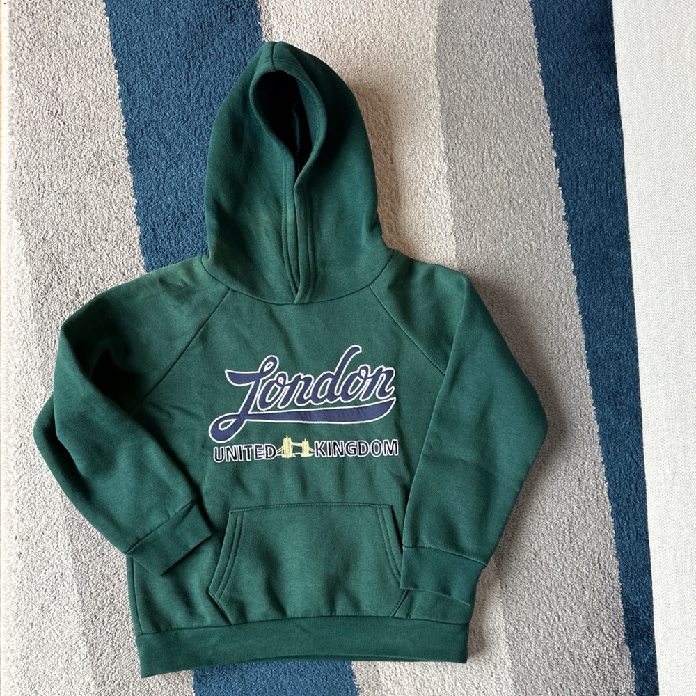 Green Kids Hoodie with London Print
